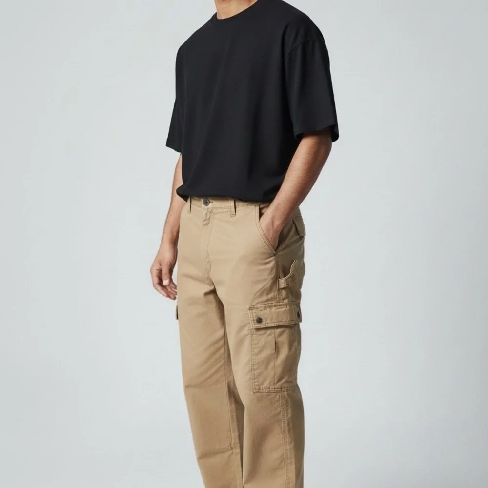 Carhartt Khaki Cargo Workwear Utility Casual Snap Pockets Zip Pants Mens 44 X 30
